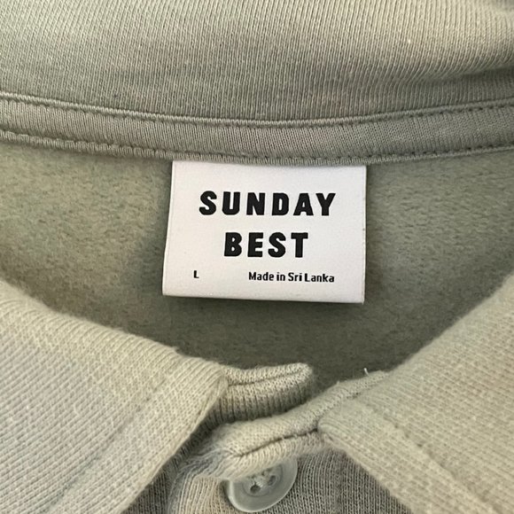 Aritzia Sunday Best Cropped Raw Hem Fleece Polo in Seagrass Green - Picture 3 of 4